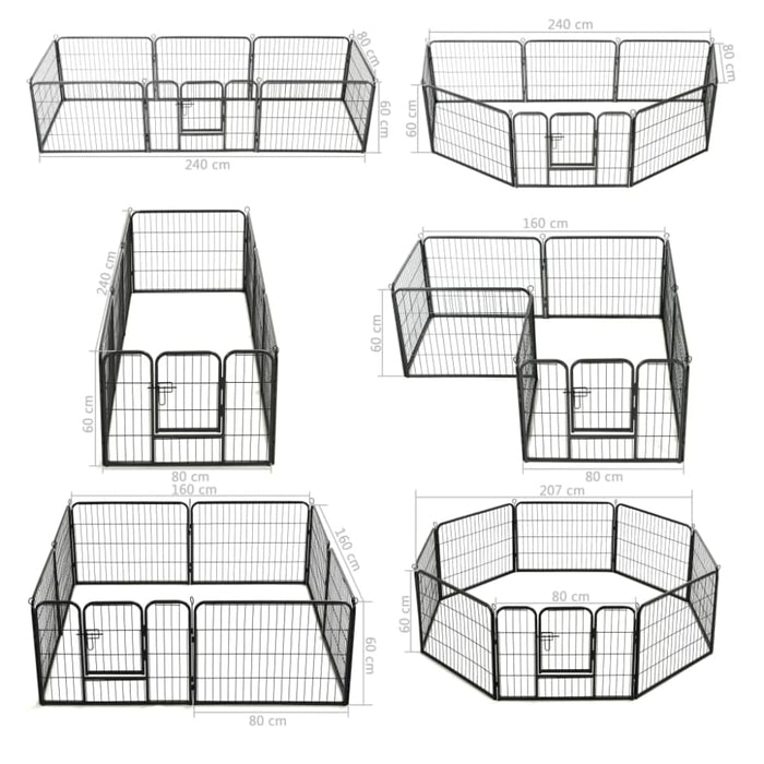 Dog Playpen 8 Panels Steel Black Oibpix