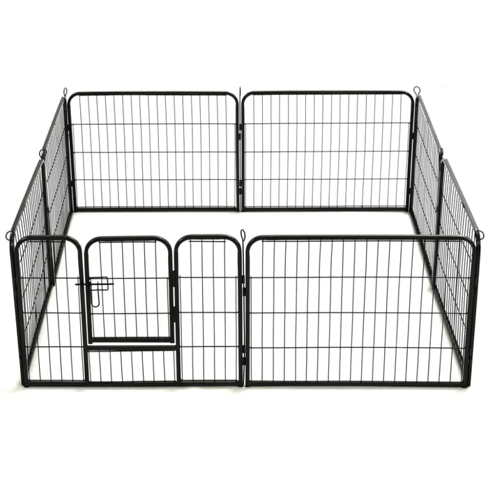 Dog Playpen 8 Panels Steel Black Oibpix