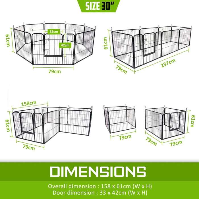 Pet Playpen Heavy Duty 31in 8 Panel Foldable Dog Exercise