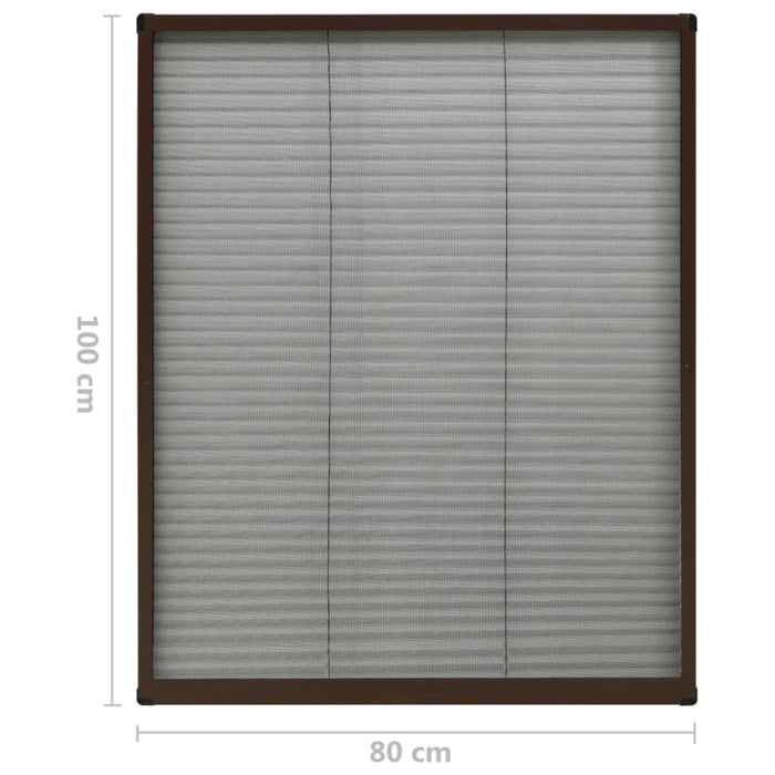 Plisse Insect Screen for Windows Aluminium Brown 80x100 Cm