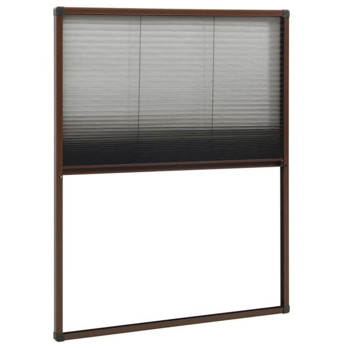 Plisse Insect Screen for Windows Aluminium Brown 80x100 Cm