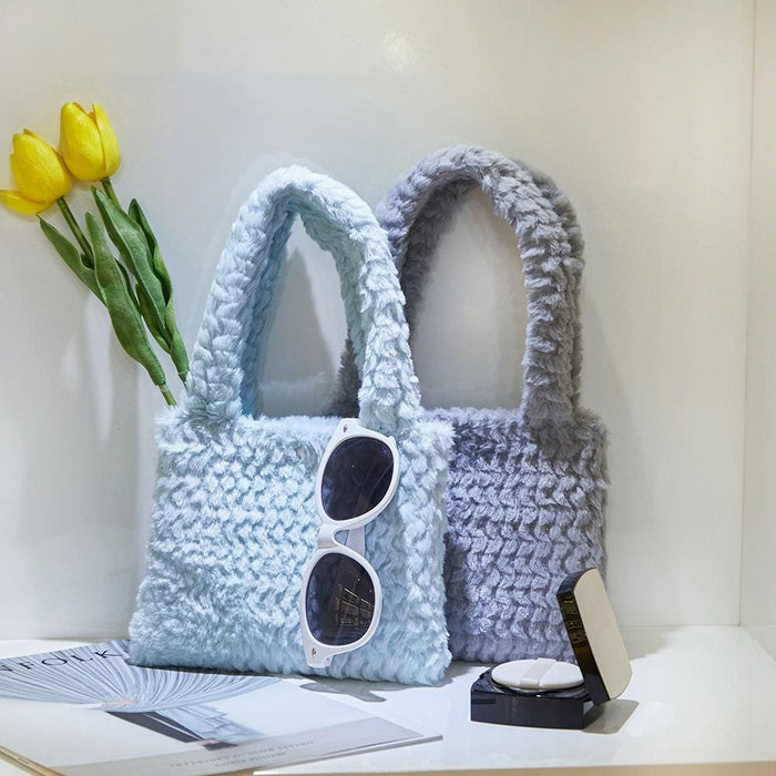 Plush Plaid Small Handbag