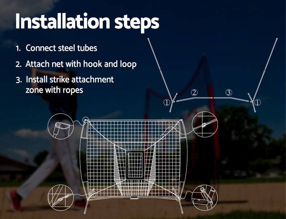 Portable Baseball Training Net Stand Softball Practice Sports Tennis