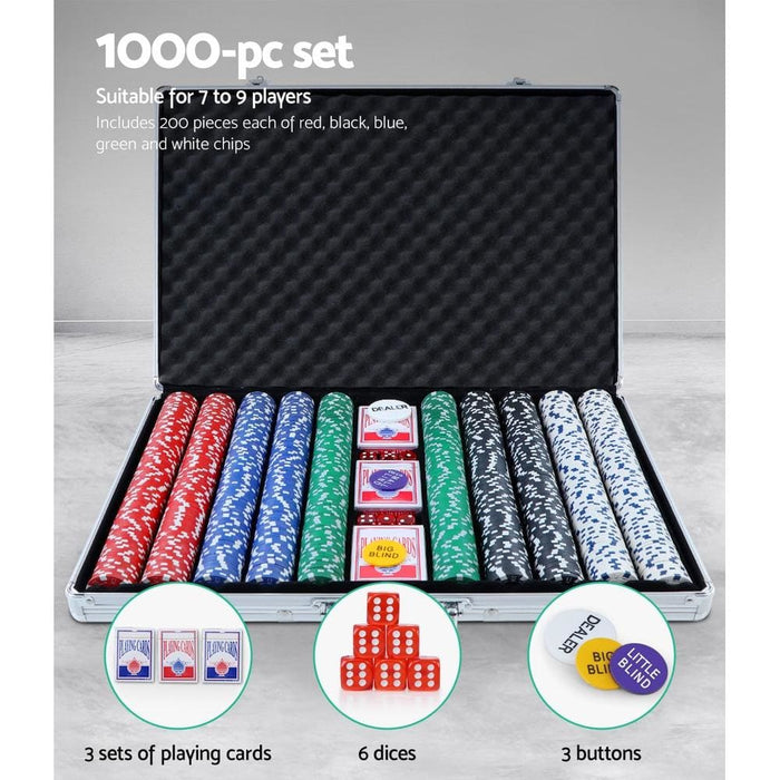 Poker Chip Set 1000pc Chips Texas Hold’em Casino Gambling
