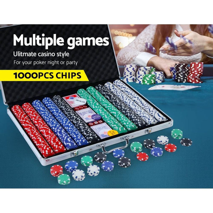 Poker Chip Set 1000pc Chips Texas Hold’em Casino Gambling