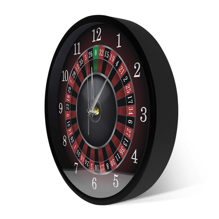 Poker Roulette Wall Clock with Black Metal Frame Las Vegas