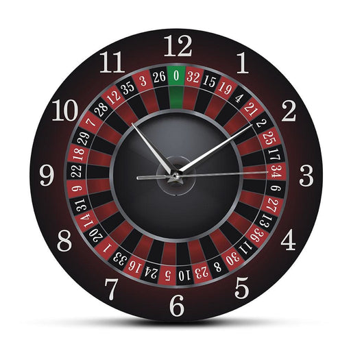 Poker Roulette Wall Clock with Black Metal Frame Las Vegas