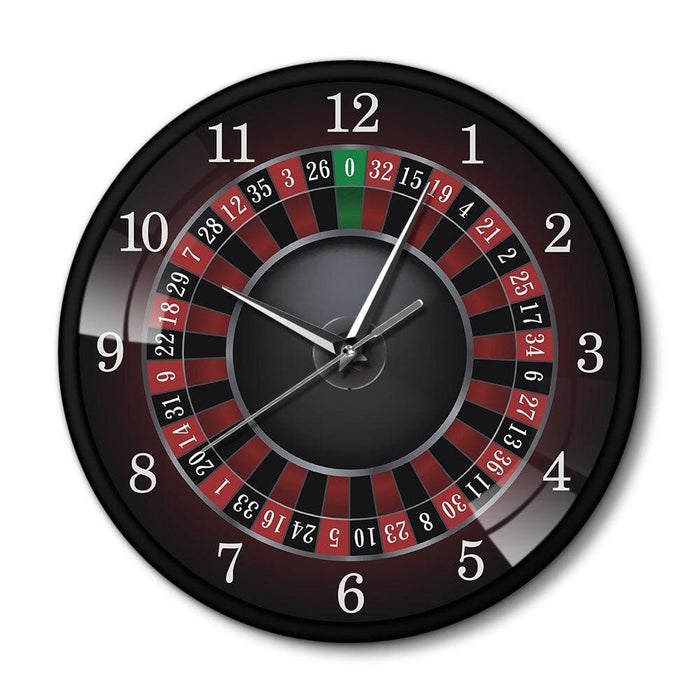 Poker Roulette Wall Clock with Black Metal Frame Las Vegas