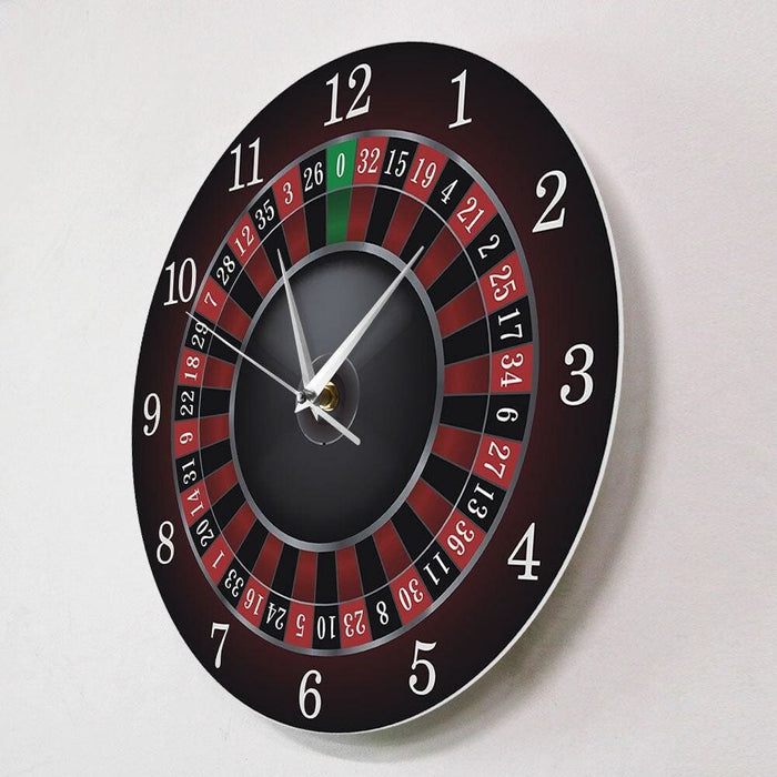 Poker Roulette Wall Clock with Black Metal Frame Las Vegas