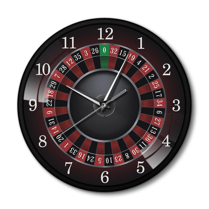 Poker Roulette Wall Clock with Black Metal Frame Las Vegas