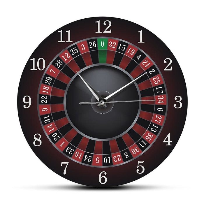 Poker Roulette Wall Clock with Black Metal Frame Las Vegas