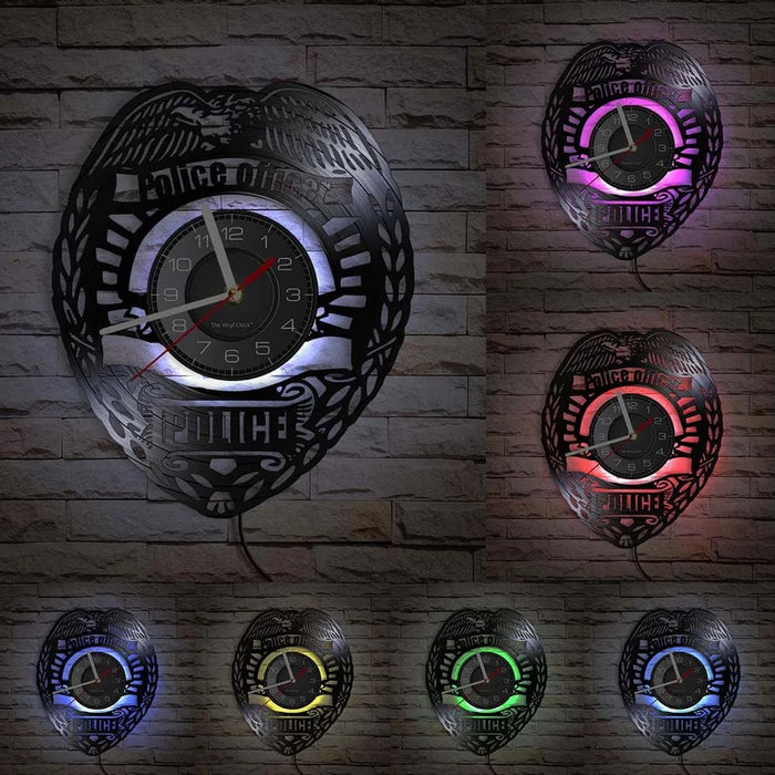 Police Officer Vinyl Record Wall Clock