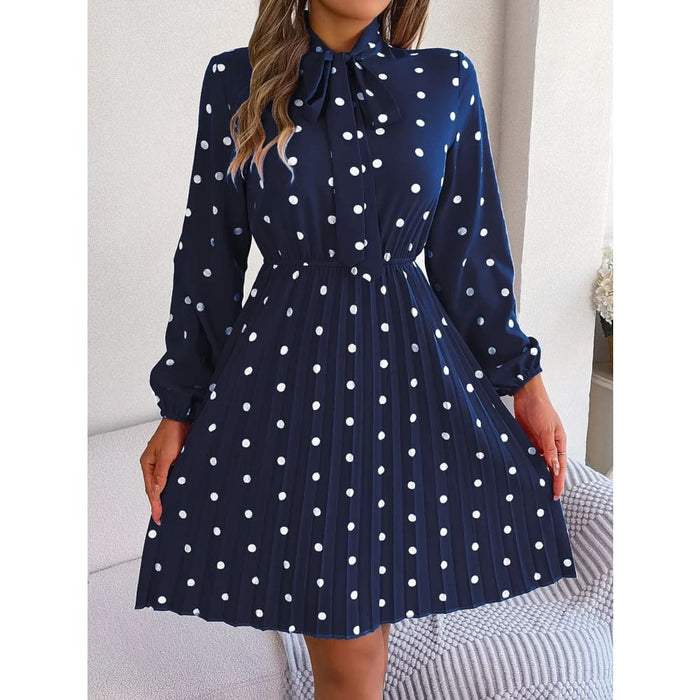 Polka Dot Lace Up Long Dress for Women