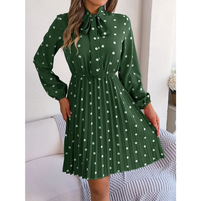 Polka Dot Lace Up Long Dress for Women