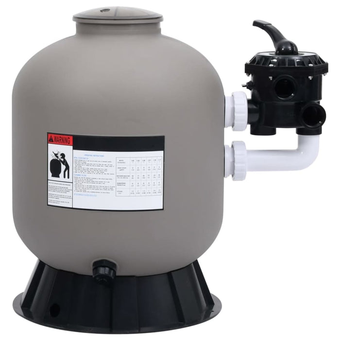 Pool Sand Filter with Side Mount 6-way Valve Grey Totkkb