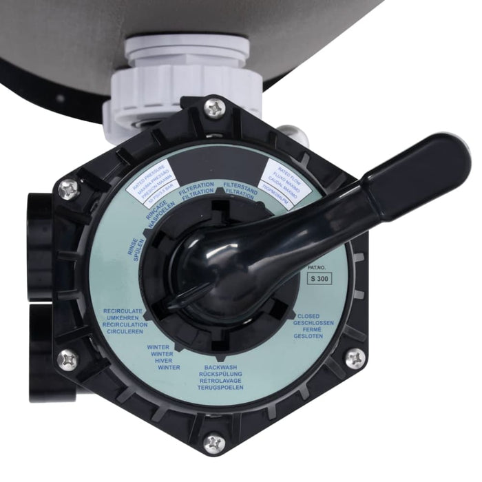 Pool Sand Filter with Side Mount 6-way Valve Grey Totkkb