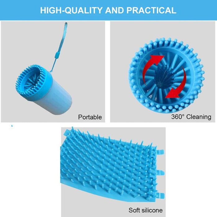 Portable 2 in 1 Safe Soft Silicone Pet Paw Cleaner Brush Cup