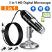 Portable 3 In 1 Digital Microscope With Led Magnifier