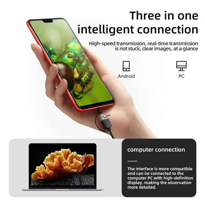 Portable 3 In 1 Digital Microscope With Led Magnifier