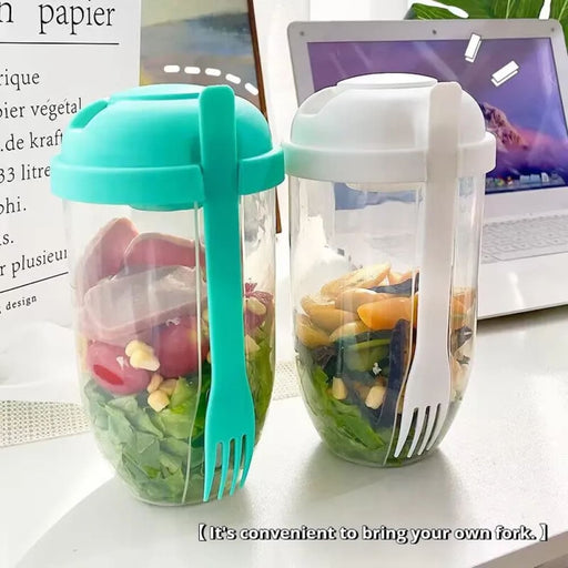 1pc Portable Bottle - shaped Bento Salad Bowl With Fork