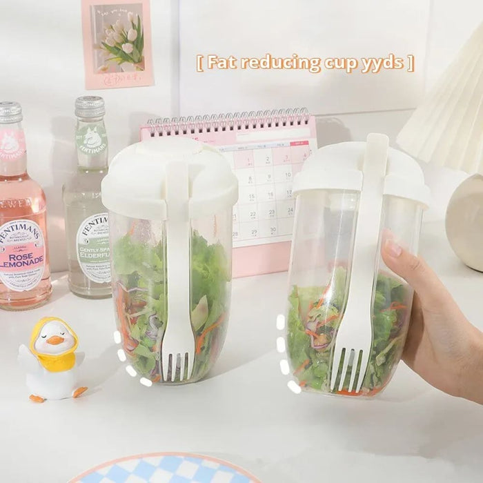 1pc Portable Bottle-shaped Bento Salad Bowl with Fork