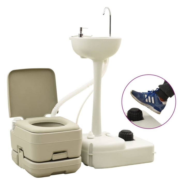 Portable Camping Toilet 10 + 10l and Handwash Stand 20l Set