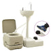 Portable Camping Toilet 10 + 10l and Handwash Stand 20l Set