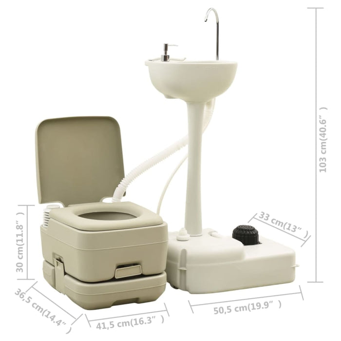 Portable Camping Toilet 10 + 10l and Handwash Stand 20l Set