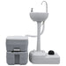 Portable Camping Toilet and Handwash Stand Set Grey Tboab