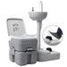 Portable Camping Toilet and Handwash Stand Set Grey Tboab