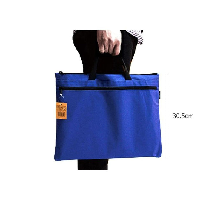 Portable Canvas Zipper File Double Simple Storage Bag