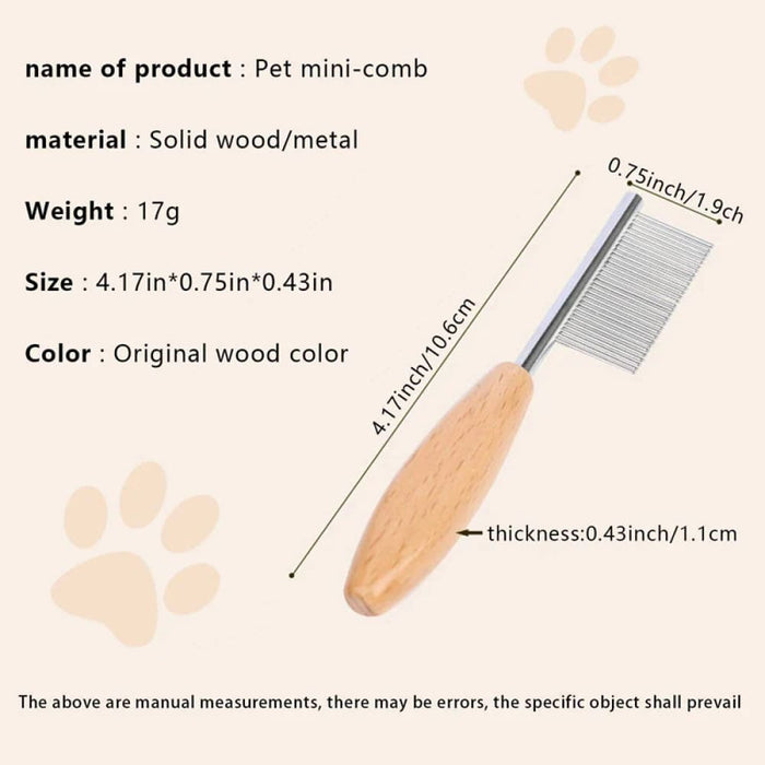Portable Cat Dog Comb With Wood Handle