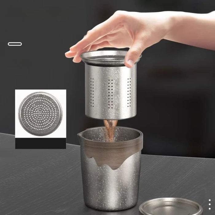 Portable Double Layer Titanium Teapot For Kung Fu Tea