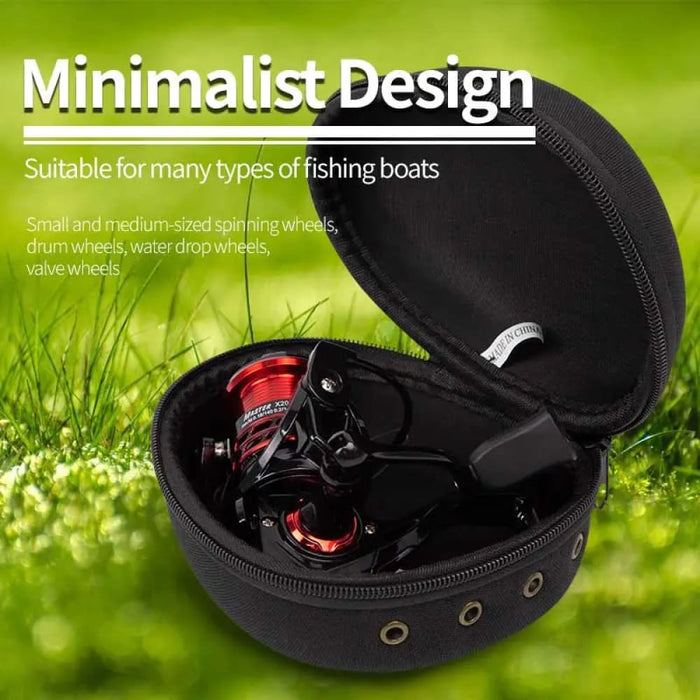 Portable Fishing Reel Bag Black 15.5cm Waterproof Eva Case