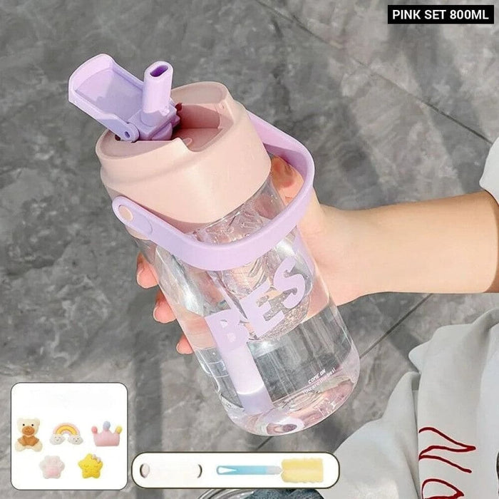 Portable Fitness Water Bottle with Straw
