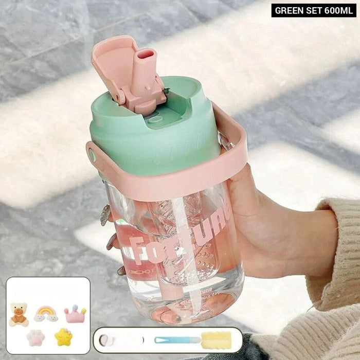 Portable Fitness Water Bottle with Straw