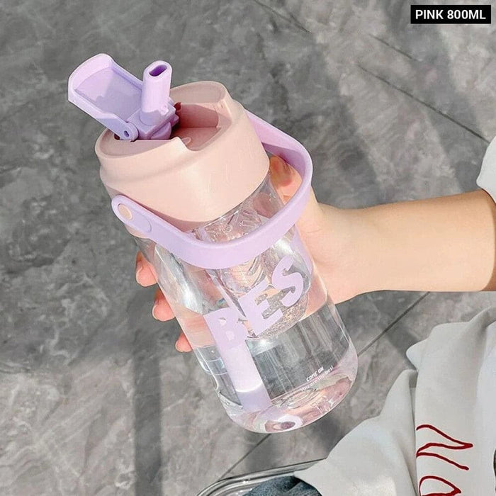 Portable Fitness Water Bottle with Straw
