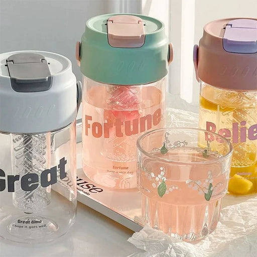 Portable Fitness Water Bottle with Straw