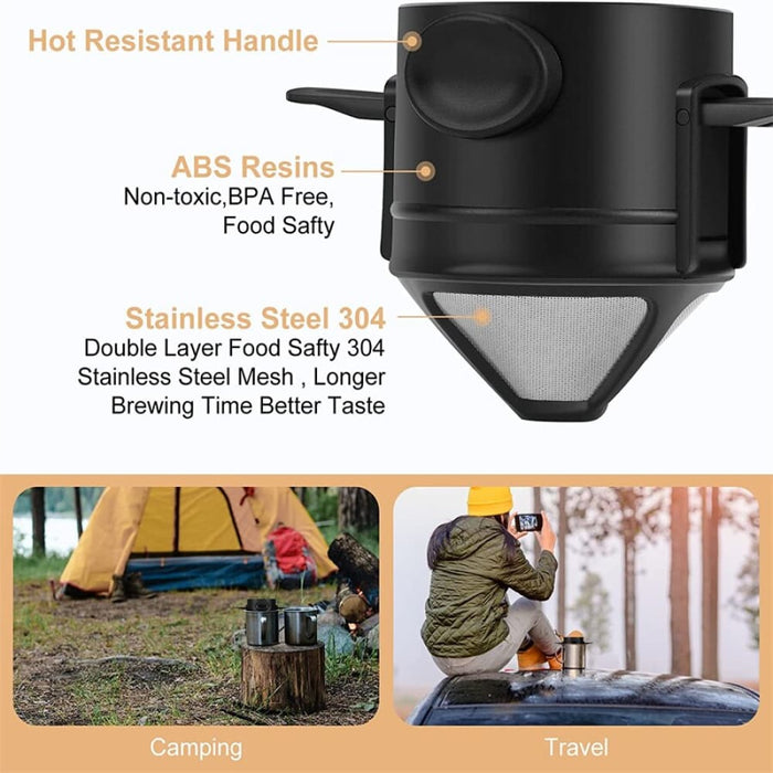 Portable Foldable Coffee Filter Stainless Steel Reusable