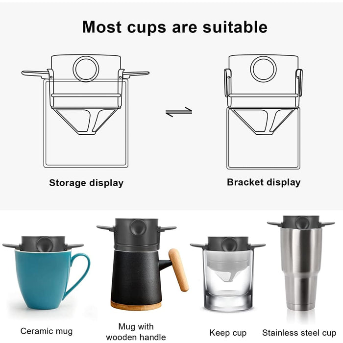 Portable Foldable Coffee Filter Stainless Steel Reusable