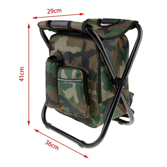 Portable Folding Backpack Chair Camping Stool Cooler Bag