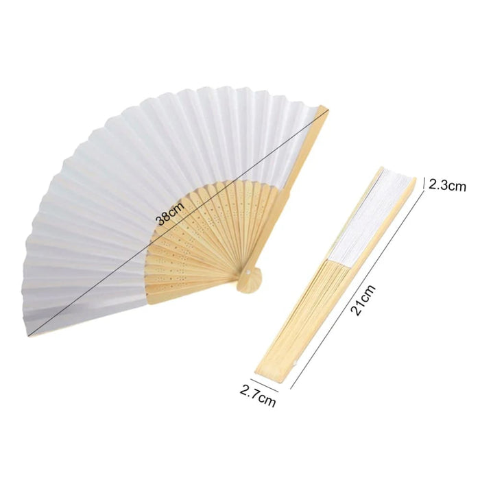 Portable Hand Painted White Folding Fan for Dance