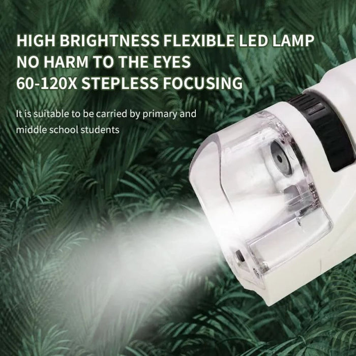 Portable Mini Pocket Microscope with Led Light for Kids