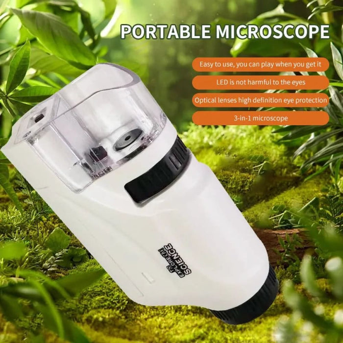 Portable Mini Pocket Microscope with Led Light for Kids