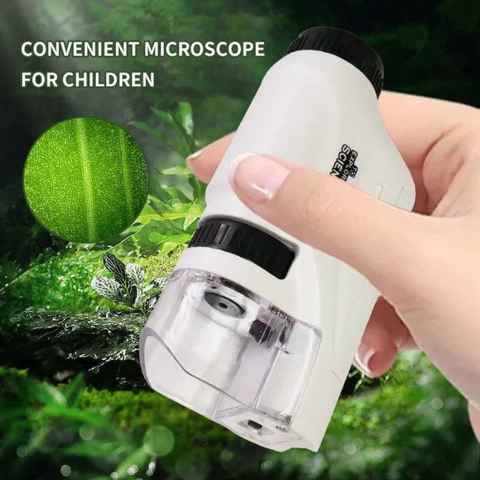 Portable Mini Pocket Microscope with Led Light for Kids