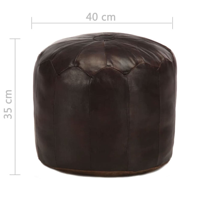 Pouffe Dark Brown 40x35 Cm Genuine Goat Leather Xanotb