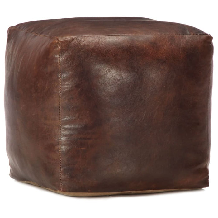 Pouffe Dark Brown 40x40x40 Cm Genuine Goat Leather Xanoxi