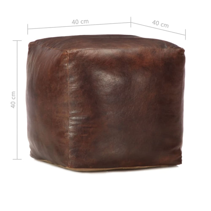 Pouffe Dark Brown 40x40x40 Cm Genuine Goat Leather Xanoxi