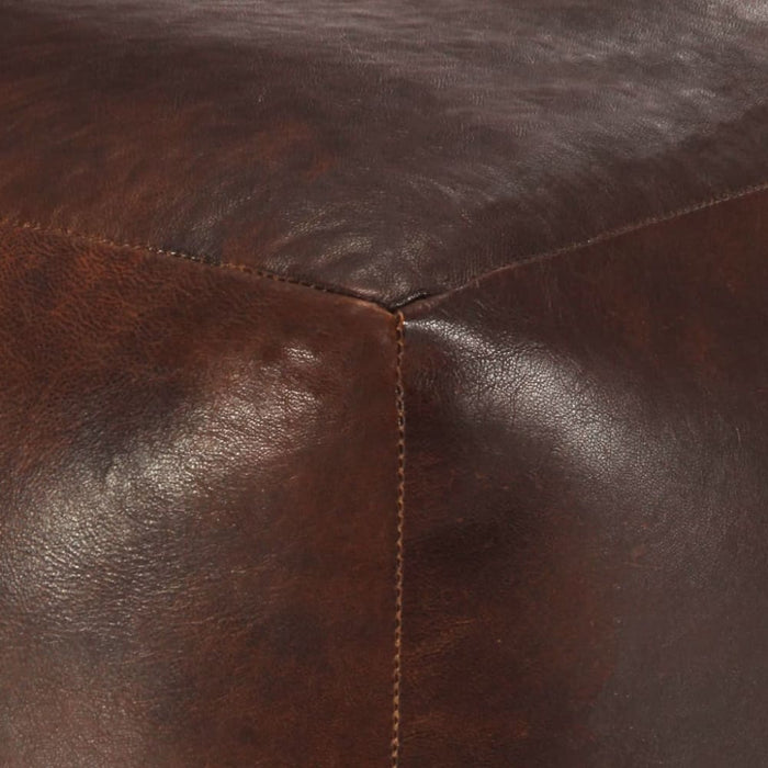 Pouffe Dark Brown 40x40x40 Cm Genuine Goat Leather Xanoxi