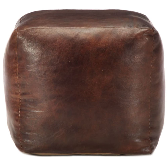 Pouffe Dark Brown 40x40x40 Cm Genuine Goat Leather Xanoxi